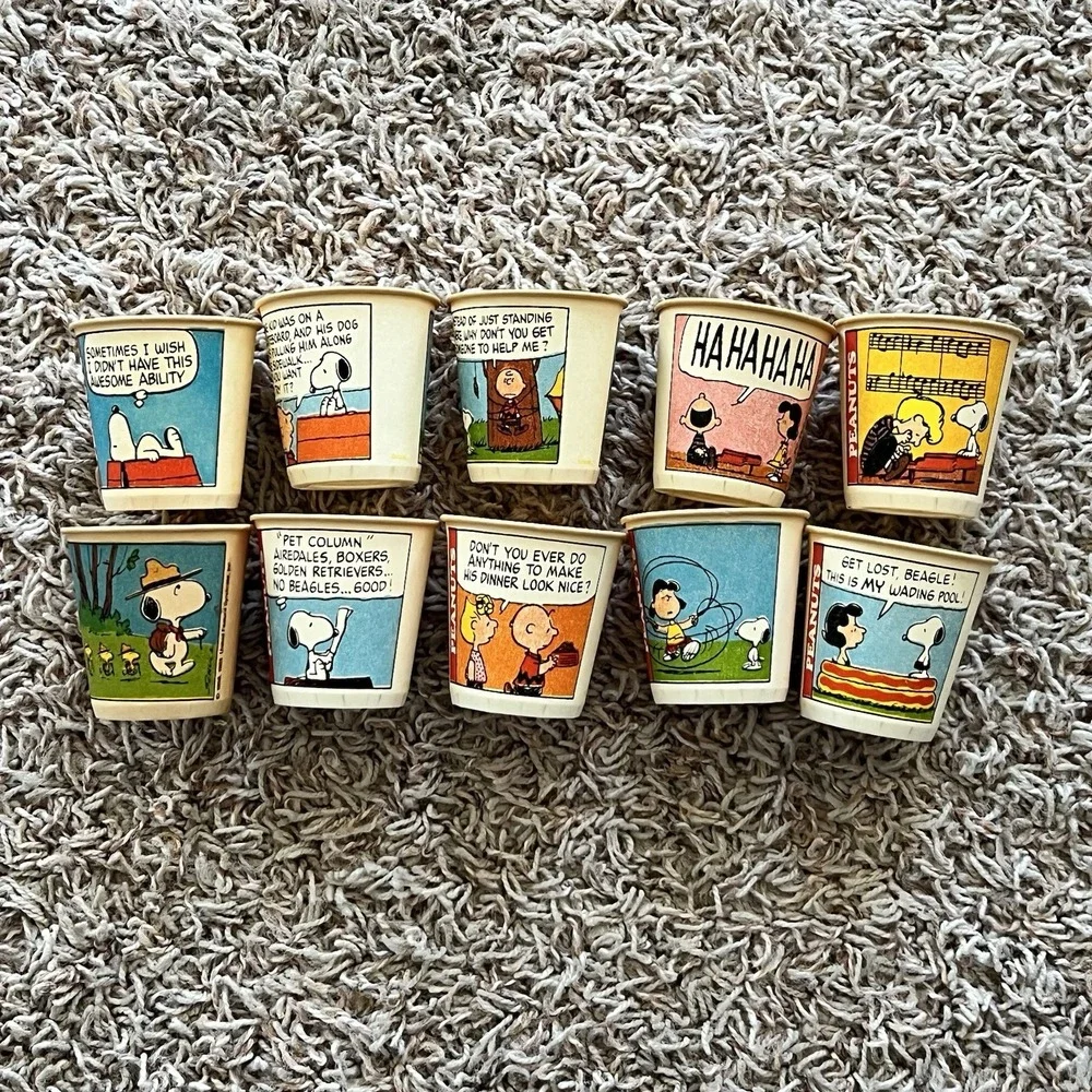 Snoopy & Friends Vintage Children's Bath‎ Soap Bar; 10 Peanuts Dixie Cups 1990s
